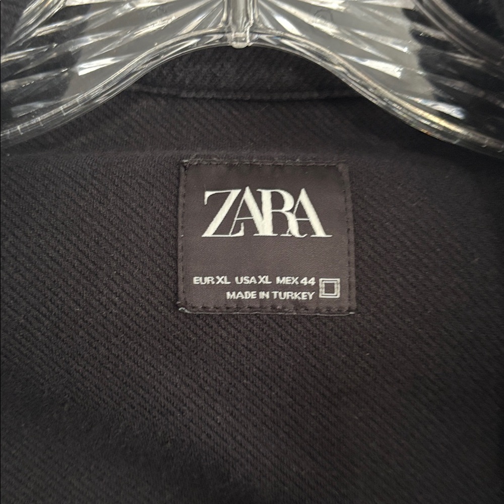 Zara Black Textured Overshirt Jacket Button Front Men’s Size XL - Picture 6 of 6
